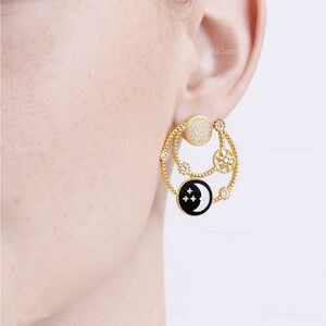 Gold and Black Celestial Earrings
